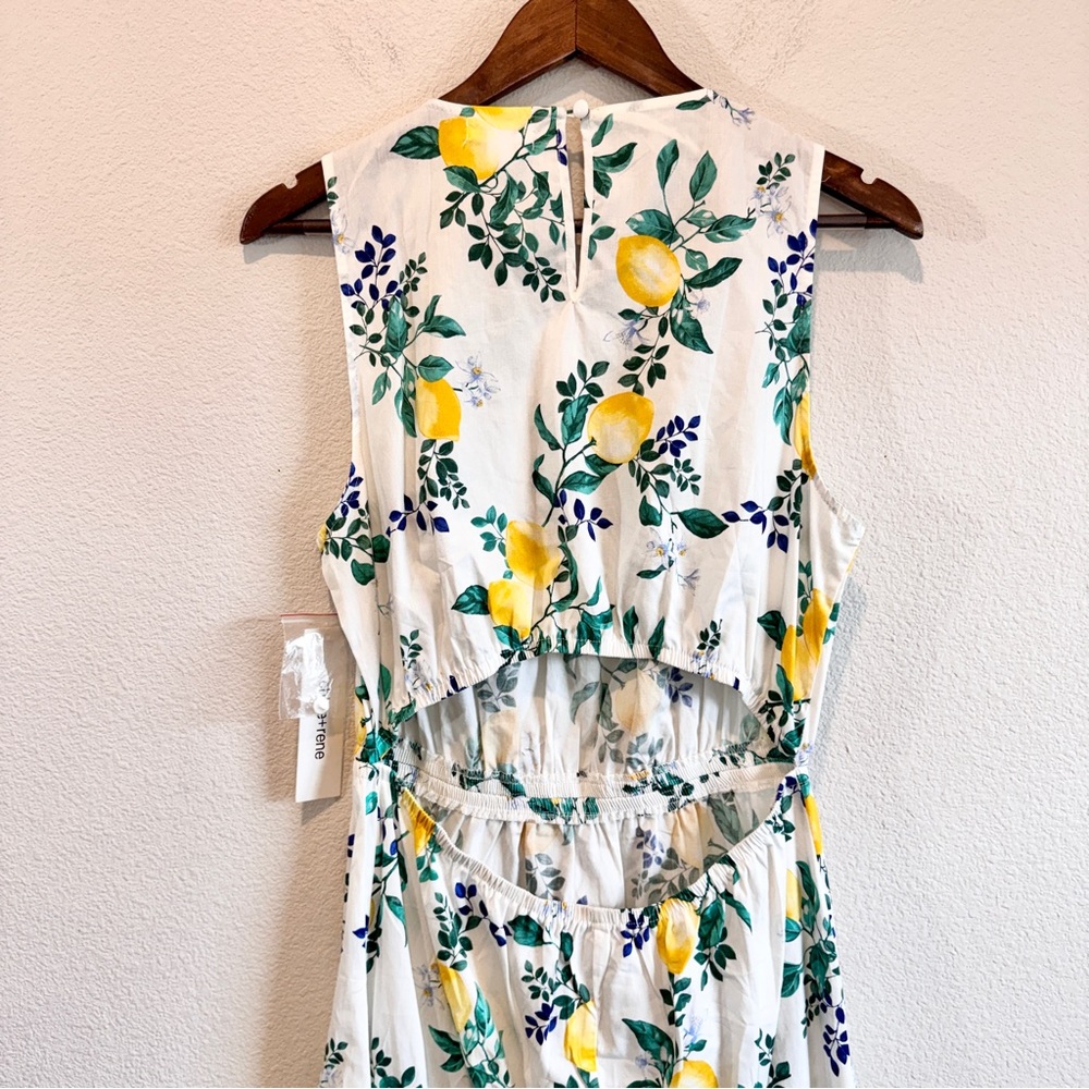 Cottagecore Lemon Chloe & Renee Midi Dress Cotton M Summer Open Back A57 NWT - Picture 9 of 11